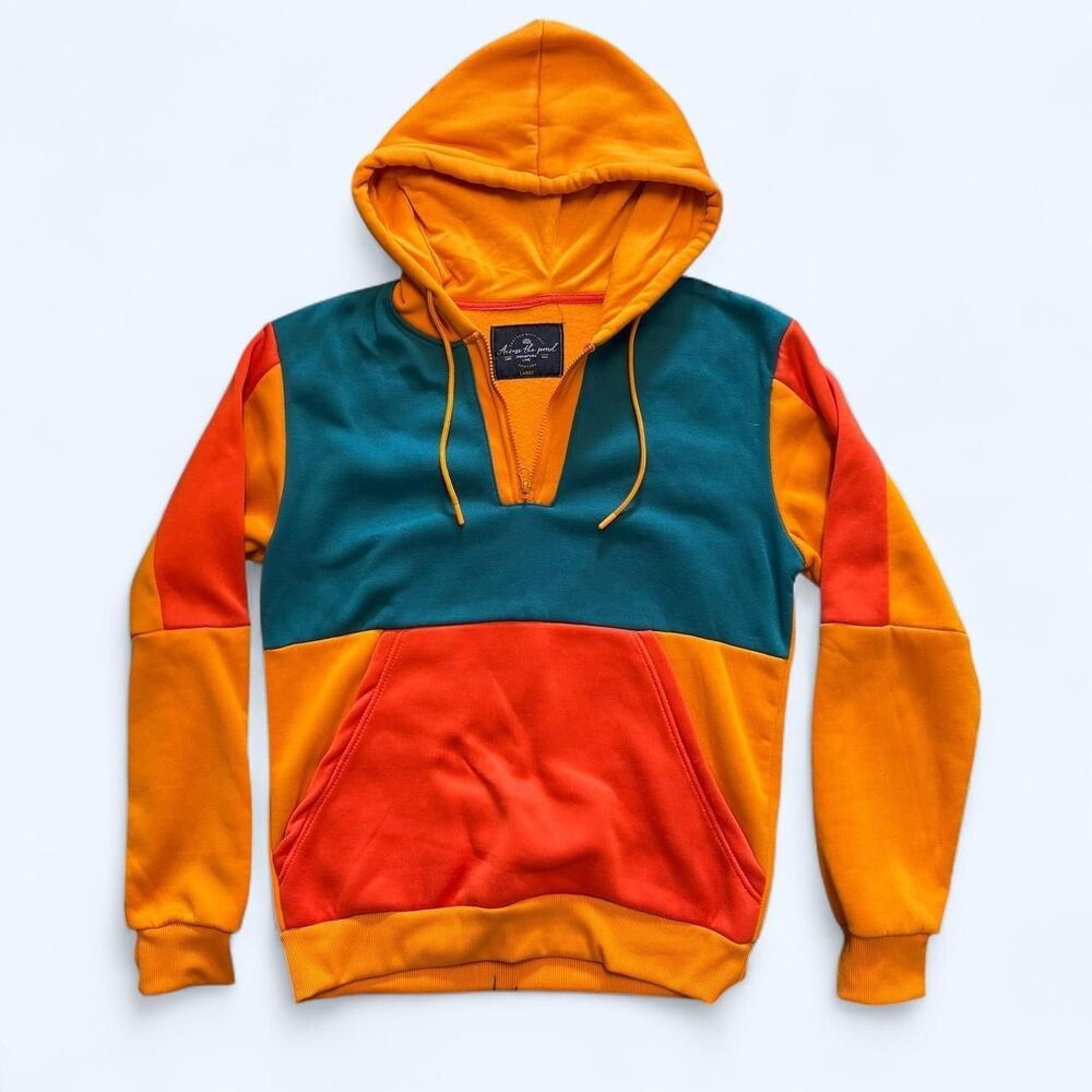 Orange Across the pond quarter zip size large